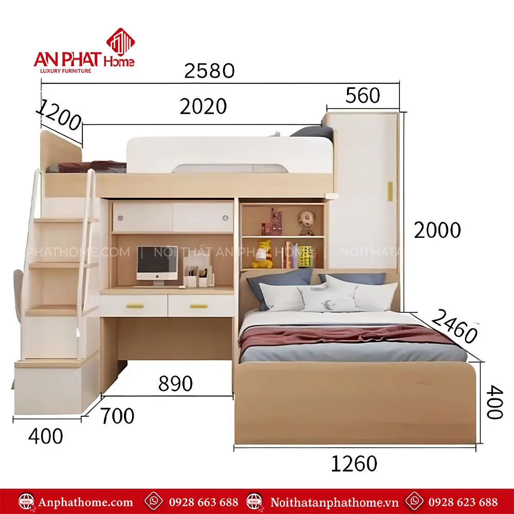 Mẫu Giường Ngủ Tầng Linh Hoạt Thông Minh GN-313 12 mau giuong ngu tang linh hoat thong minh gn 31300004