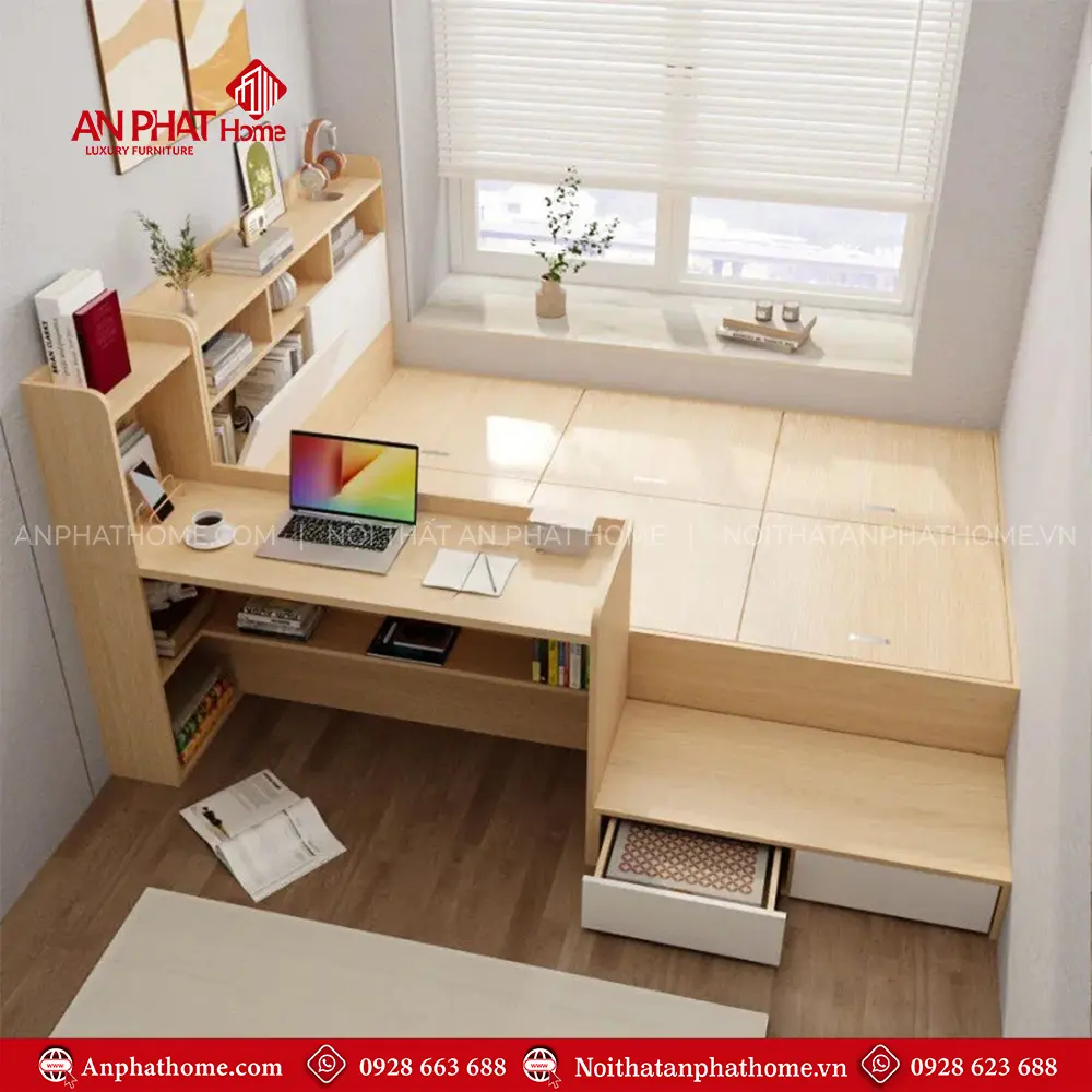 Mẫu Giường Ngủ Thông Minh Kết Hợp Bàn Học GN-356 9 Mẫu Giường Ngủ Thông Minh Kết Hợp Bàn Học GN-356