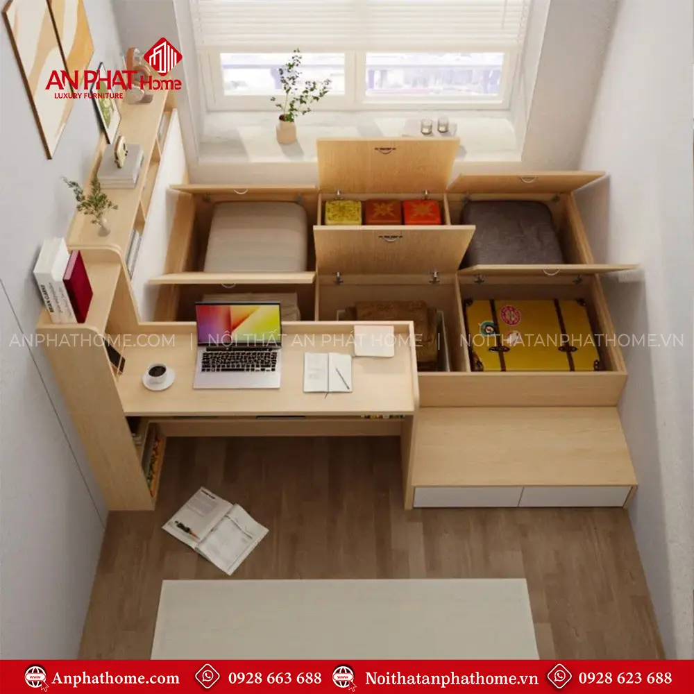 Mẫu Giường Ngủ Thông Minh Kết Hợp Bàn Học GN-356 10 Mẫu Giường Ngủ Thông Minh Kết Hợp Bàn Học GN-356