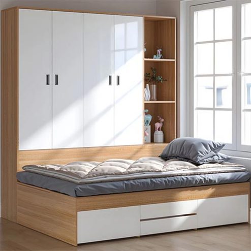 Mẫu Giường Ngủ Thông Minh Kết Hợp Tủ Quần Áo GN-326