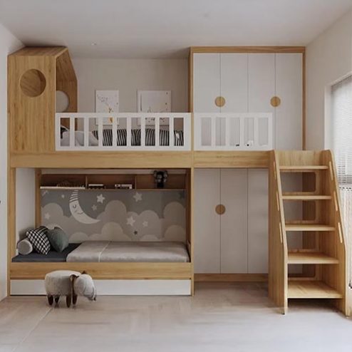 Mẫu Giường Tầng Gỗ Công Nghiệp Hiện Đại GN-318