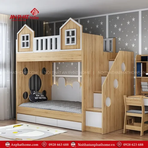 mau giuong tang mdf mau hinh ngoi nha gn 30300002