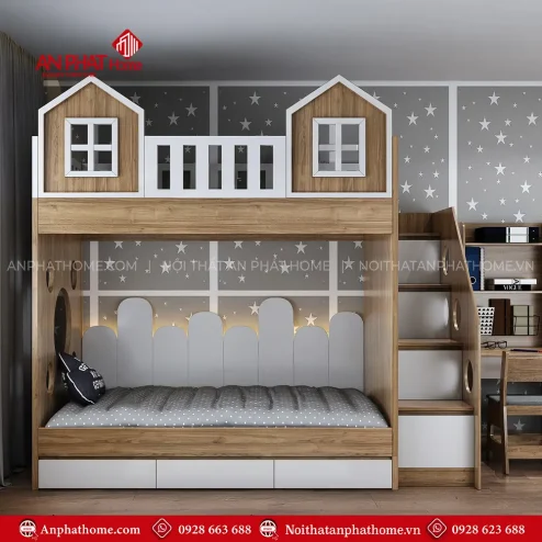 mau giuong tang mdf mau hinh ngoi nha gn 30300003