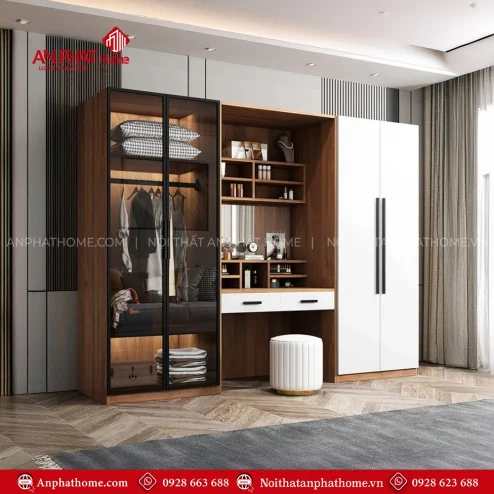 Mẫu tủ quần áo gỗ đẹp hiện đại
