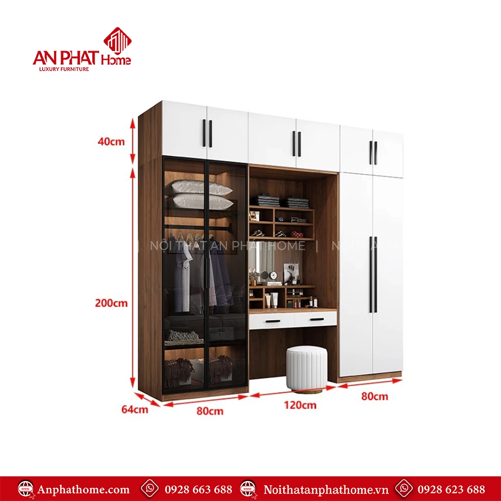 Tủ Áo Gỗ Đa Năng Đẹp TA-503 15 tu quan ao canh kinh ket hop ban trang diem pula wr18 5 copy
