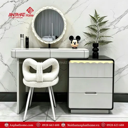 Mẫu bàn trang điểm gỗ công nghiệp MDF cho phòng ngủ nhỏ