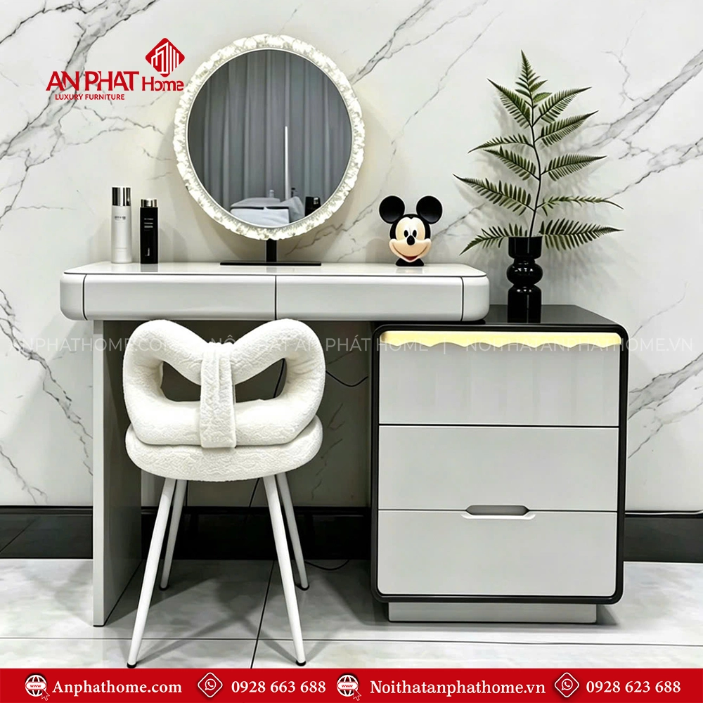 Bàn phấn trang điểm cao cấp VA-2857 8 Mẫu bàn trang điểm gỗ công nghiệp MDF cho phòng ngủ nhỏ