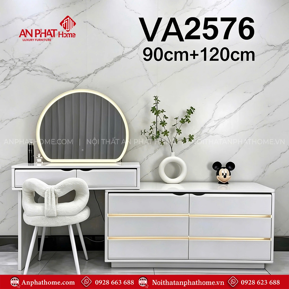 Bàn trang điểm đẹp VA-2576 6 Bàn phấn nhập khẩu cao cấp cho phòng ngủ hiện đại