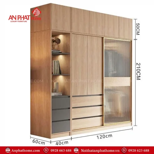 Mẫu tủ quần áo đẹp hiện đại cánh lùa