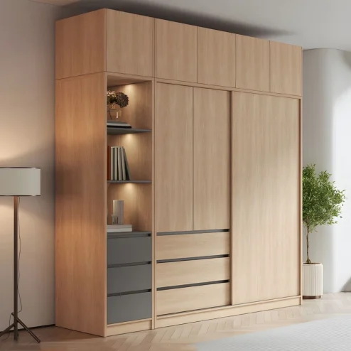 Tủ Áo Cánh Lùa Gỗ MDF TA-606