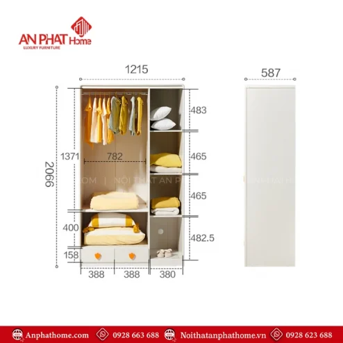 Tủ đựng quần áo trẻ em bằng gỗ