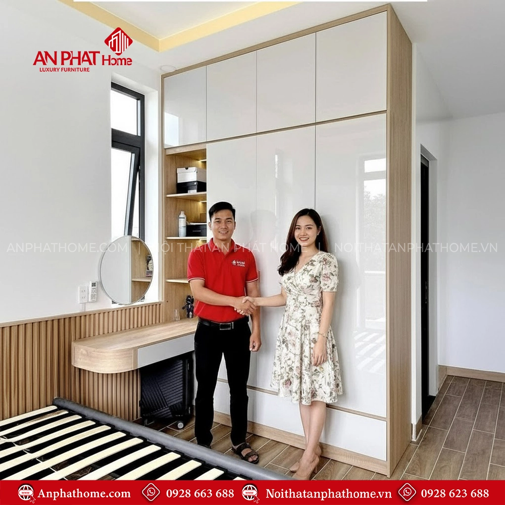Tủ Áo Kịch Trần Gỗ MDF TA-558 6 Tủ quần áo gỗ công nghiệp giá rẻ