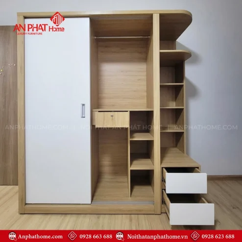 Mẫu tủ quần áo đẹp hiện đại cánh lùa