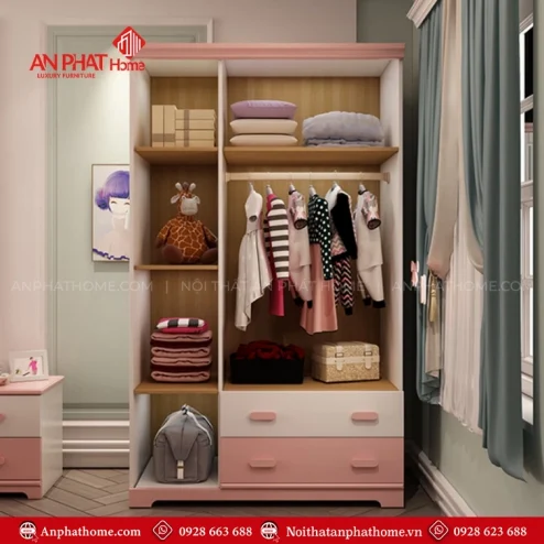 Tủ đựng quần áo trẻ em bằng gỗ