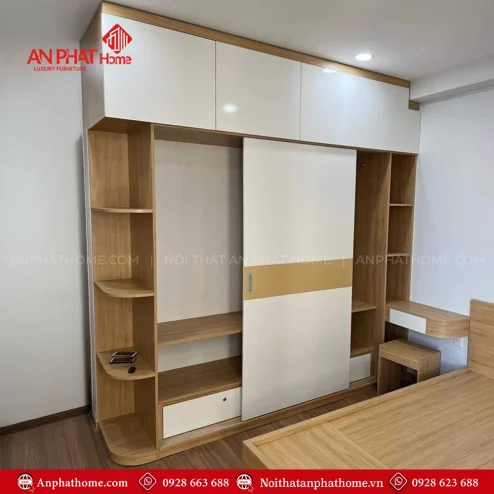Mẫu tủ quần áo người lớn cánh lùa gỗ MDF