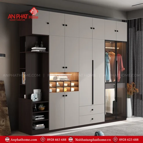 Tủ đựng quần áo cánh kính đẹp TA-611