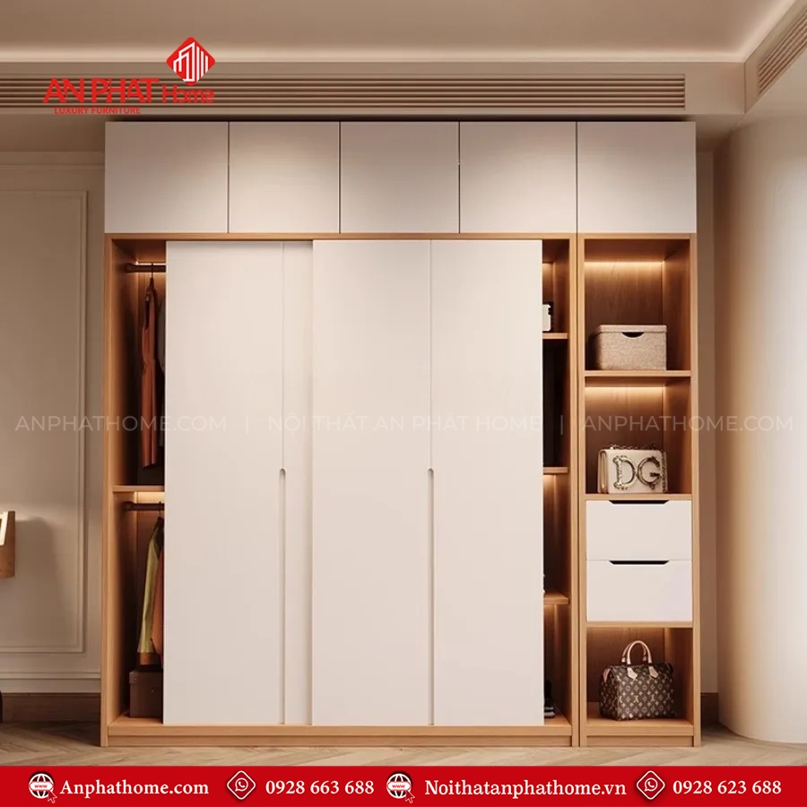 Tủ đựng quần áo cánh lùa đẹp TA-661 16 Thiết kế tủ quần áo cho phòng ngủ nhỏ