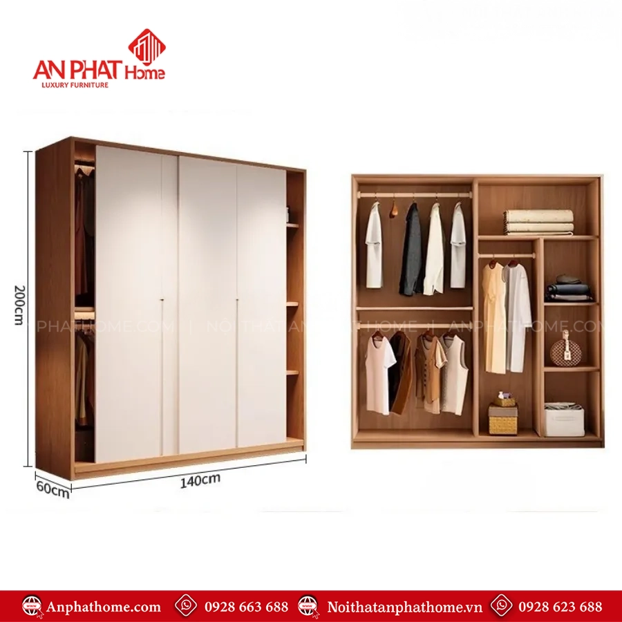 Tủ đựng quần áo cánh lùa đẹp TA-661 20 Tủ quần áo thông minh cho phòng nhỏ
