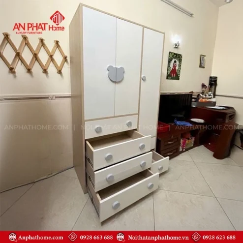 Tủ đựng quần áo trẻ em bằng gỗ