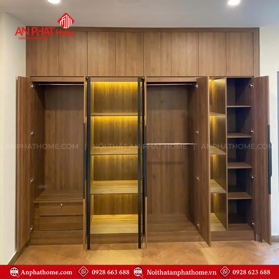 Tủ quần áo kịch trần đẹp TA-668 11 Tủ quần áo đẹp thiết kế âm tường