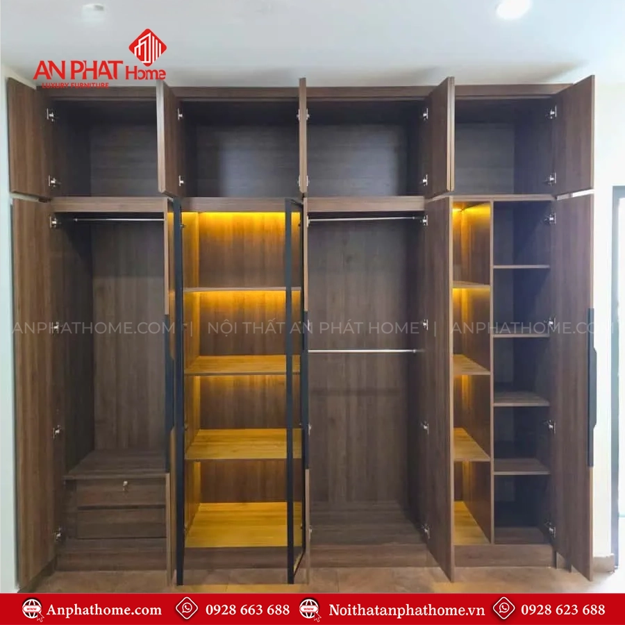 Tủ quần áo kịch trần đẹp TA-668 10 Tủ quần áo 4 buồng đẹp