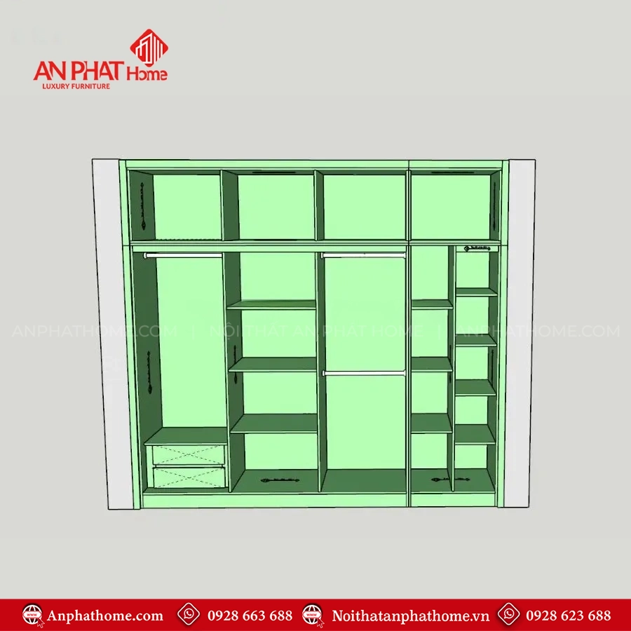 Tủ quần áo kịch trần đẹp TA-668 12 Tu quan ao kich tran dep TA 668 5
