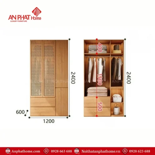 Tu quan ao nguoi lon go MDF TA 659 6