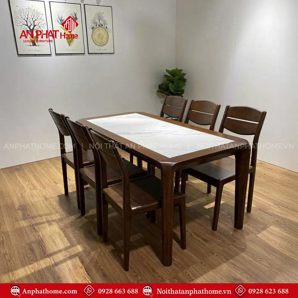 Bàn Ăn Gỗ Sồi Mặt Đá 6 Ghế Hiện Đại BA-2039 3 Bàn Ăn Gỗ Sồi Mặt Đá 6 Ghế Hiện Đại BA-2039