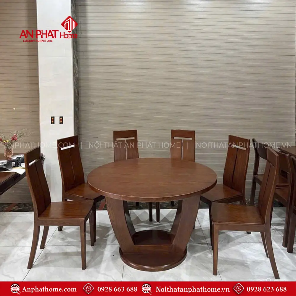 Bàn Ăn Mặt Tròn Gỗ Sồi 6 Ghế BA-2043 6 Bàn Ăn Mặt Tròn Gỗ Sồi 6 Ghế BA-2043