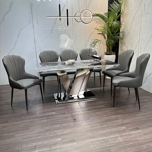 Bàn Ghế Ăn Cao Cấp Nhập Khẩu Mặt Đá Hiện Đại BA-1991
