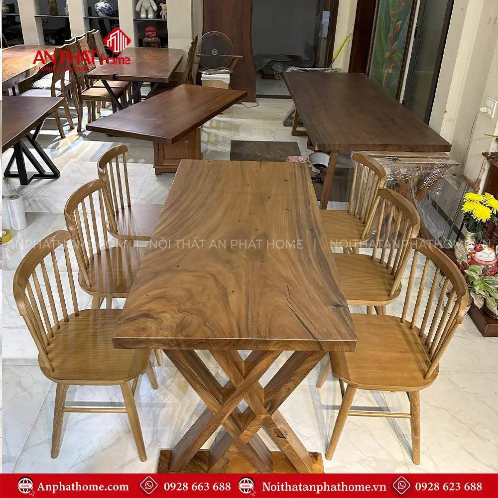 Bộ Bàn Ăn 6 Ghế Gỗ Me Tây Nguyên Tấm BA-2049 8 Bộ Bàn Ăn 6 Ghế Gỗ Me Tây Nguyên Tấm BA-2049
