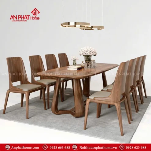 Bộ Bàn Ăn Cao Cấp Gỗ Óc Chó 6 Ghế BA-2055