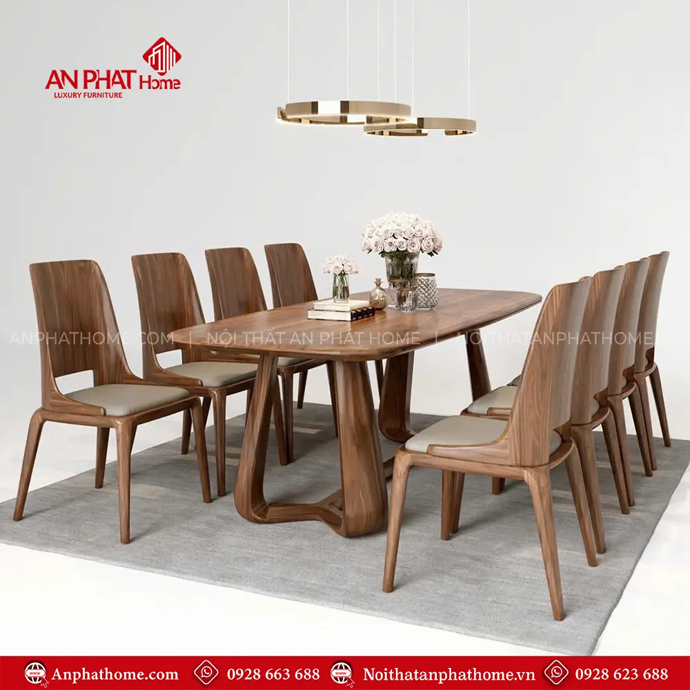 Bộ Bàn Ăn Cao Cấp Gỗ Óc Chó 6 Ghế BA-2055 3 Bộ Bàn Ăn Cao Cấp Gỗ Óc Chó 6 Ghế BA-2055