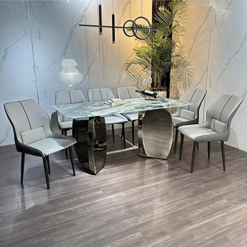 Bộ Bàn Ăn Cao Cấp Mặt Đá 6 Ghế Nhập Khẩu BA-1988