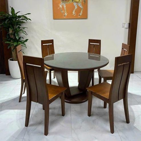 Bộ Bàn Ăn Gỗ Mặt Tròn 6 Ghế Hiện Đại BA-2053