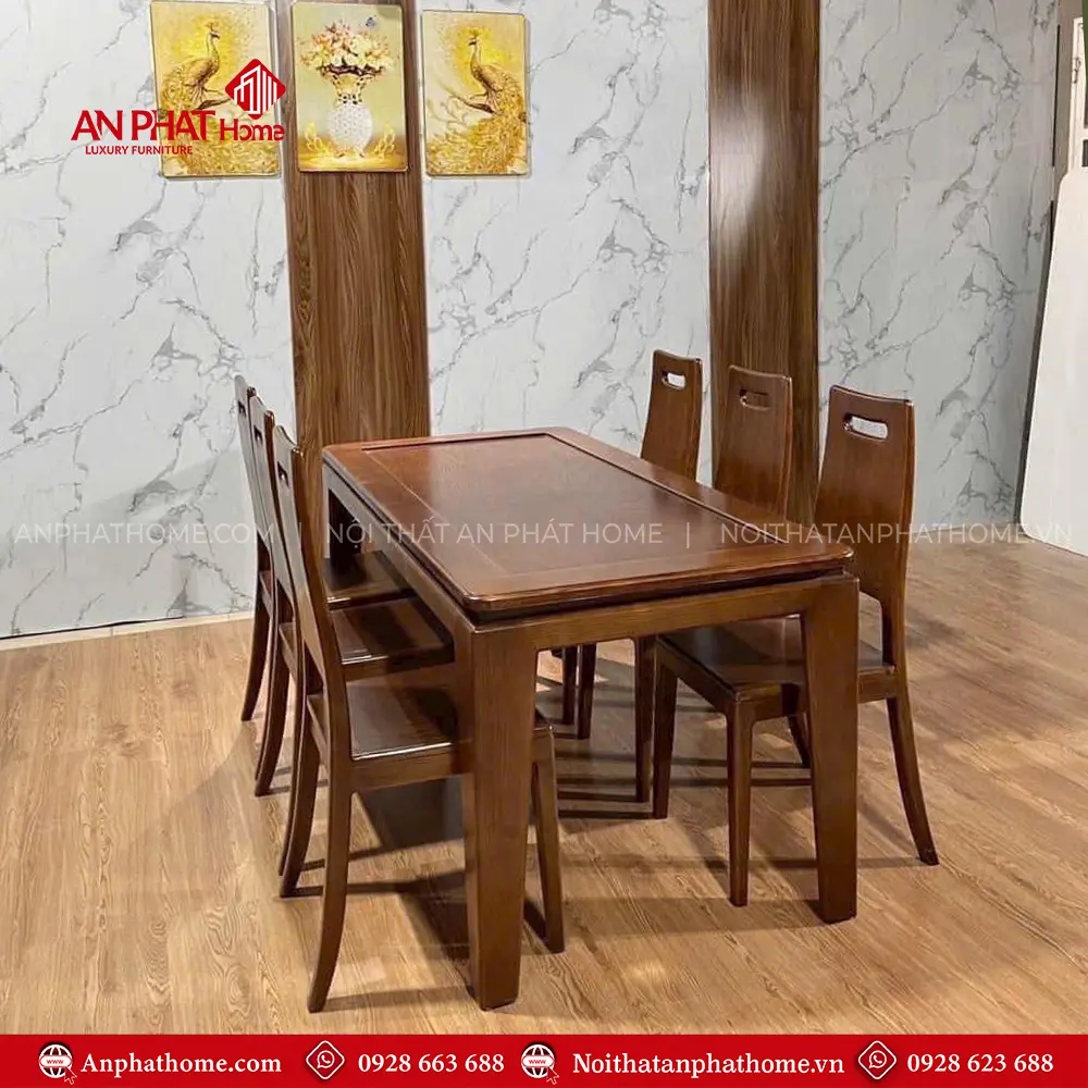 Bộ Bàn Ăn Gỗ Sồi Nga 6 Ghế Hiện Đại BA-2034 3 Bộ Bàn Ăn Gỗ Sồi Nga 6 Ghế Hiện Đại BA-2034