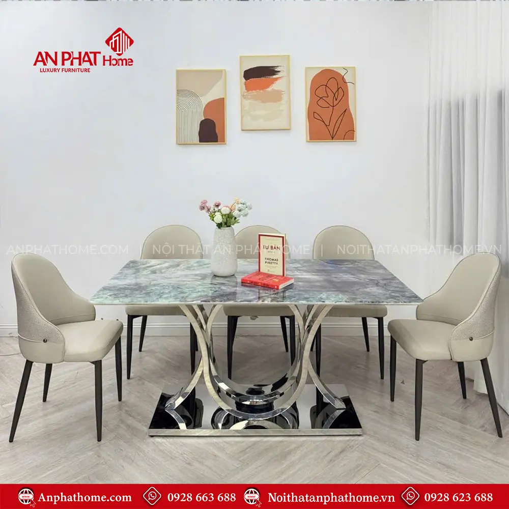 Bộ Bàn Ăn Hiện Đại Mặt Đá Cao Cấp Nhập Khẩu 6 Ghế BA-1989 13 Bộ Bàn Ăn Hiện Đại Mặt Đá Cao Cấp Nhập Khẩu 6 Ghế BA-1989