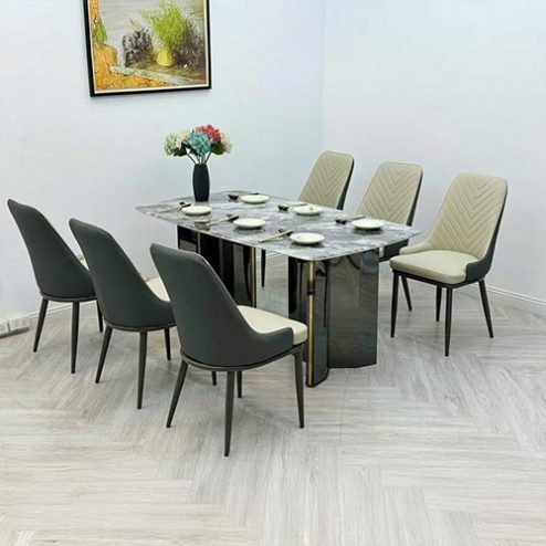 Bộ Bàn Ăn Mặt Đá 6 Ghế Cao Cấp Hiện Đại BA-1930