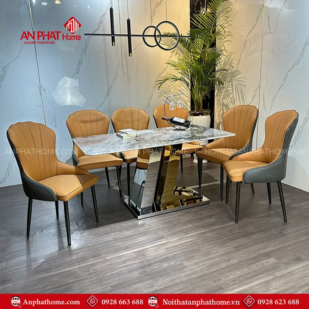 Bộ Bàn Ăn Mặt Đá Thạch Anh 6 Ghế Cao Cấp BA-1975 10 Bộ Bàn Ăn Mặt Đá Thạch Anh 6 Ghế Cao Cấp BA-1975
