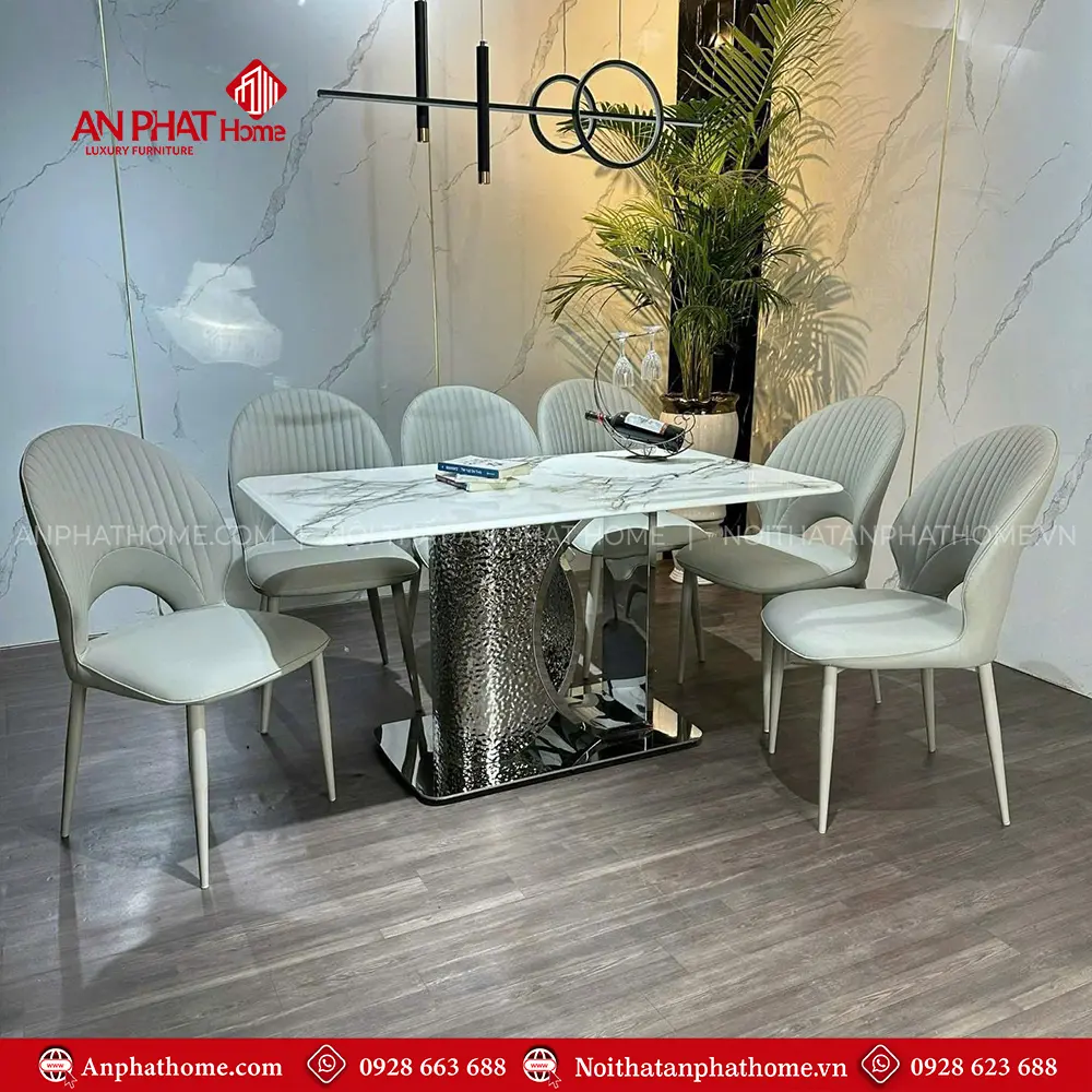 Bộ Bàn Ăn Mặt Đá Thạch Anh 6 Ghế Cao Cấp BA-2015 12 Bộ Bàn Ăn Mặt Đá Thạch Anh 6 Ghế Cao Cấp BA-2015