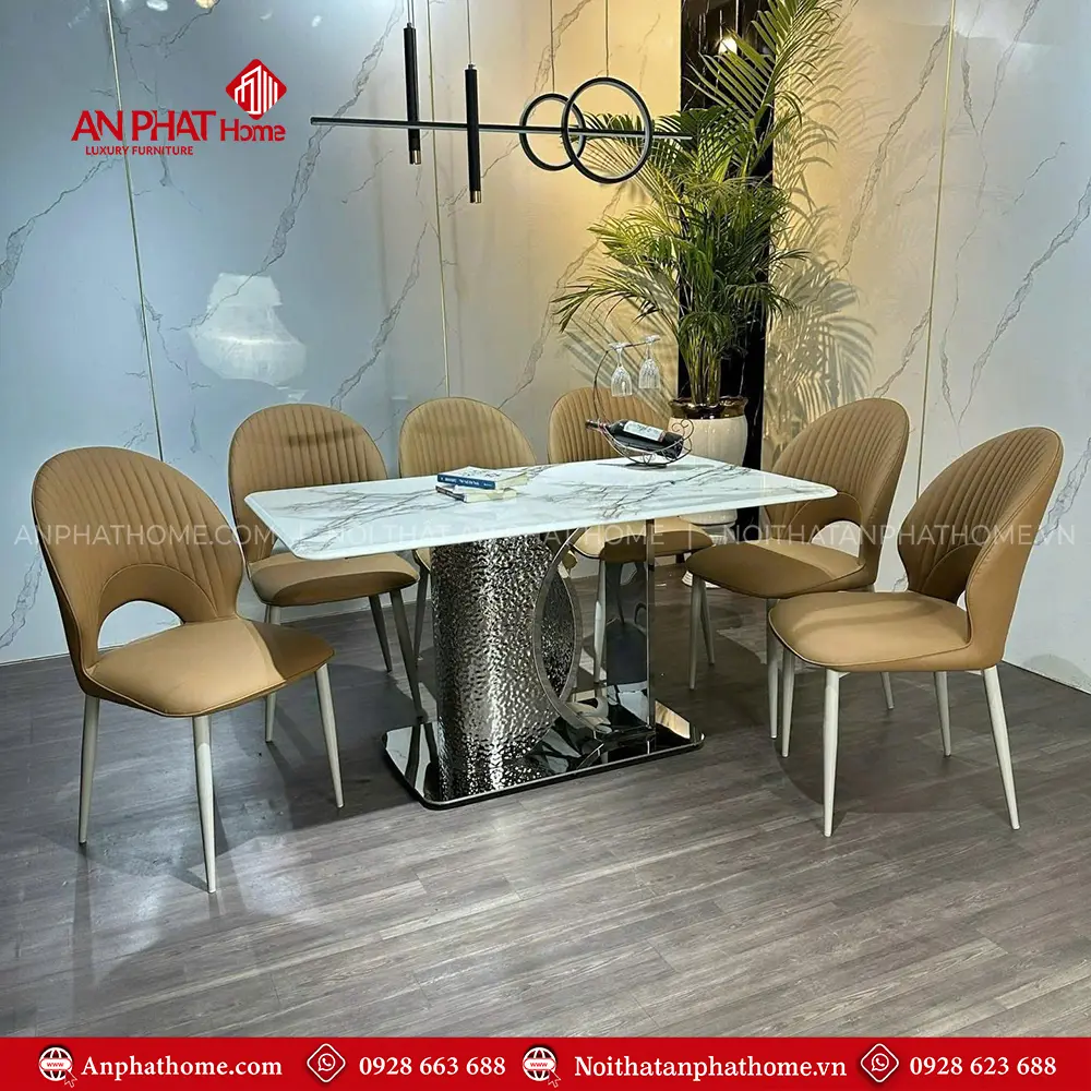 Bộ Bàn Ăn Mặt Đá Thạch Anh 6 Ghế Cao Cấp BA-2015 11 Bộ Bàn Ăn Mặt Đá Thạch Anh 6 Ghế Cao Cấp BA-2015