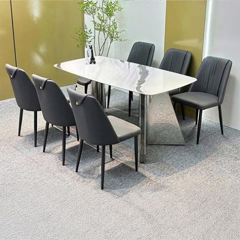 Bộ Bàn Ăn Mặt Đá Thạch Anh 6 Ghế Cao Cấp Nhập Khẩu BA-1995
