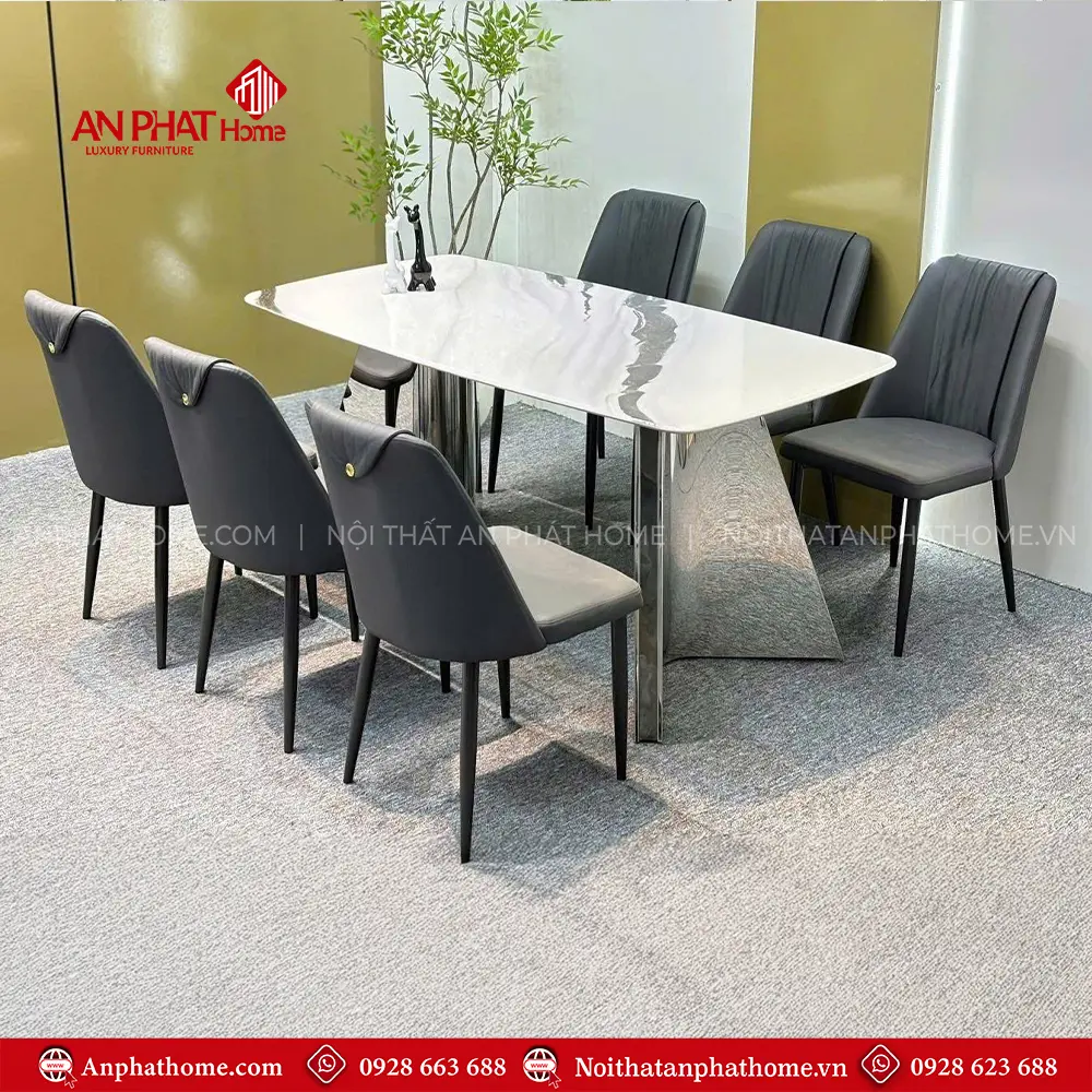Bộ Bàn Ăn Mặt Đá Thạch Anh 6 Ghế Cao Cấp Nhập Khẩu BA-1995 16 Bộ Bàn Ăn Mặt Đá Thạch Anh 6 Ghế Cao Cấp Nhập Khẩu BA-1995