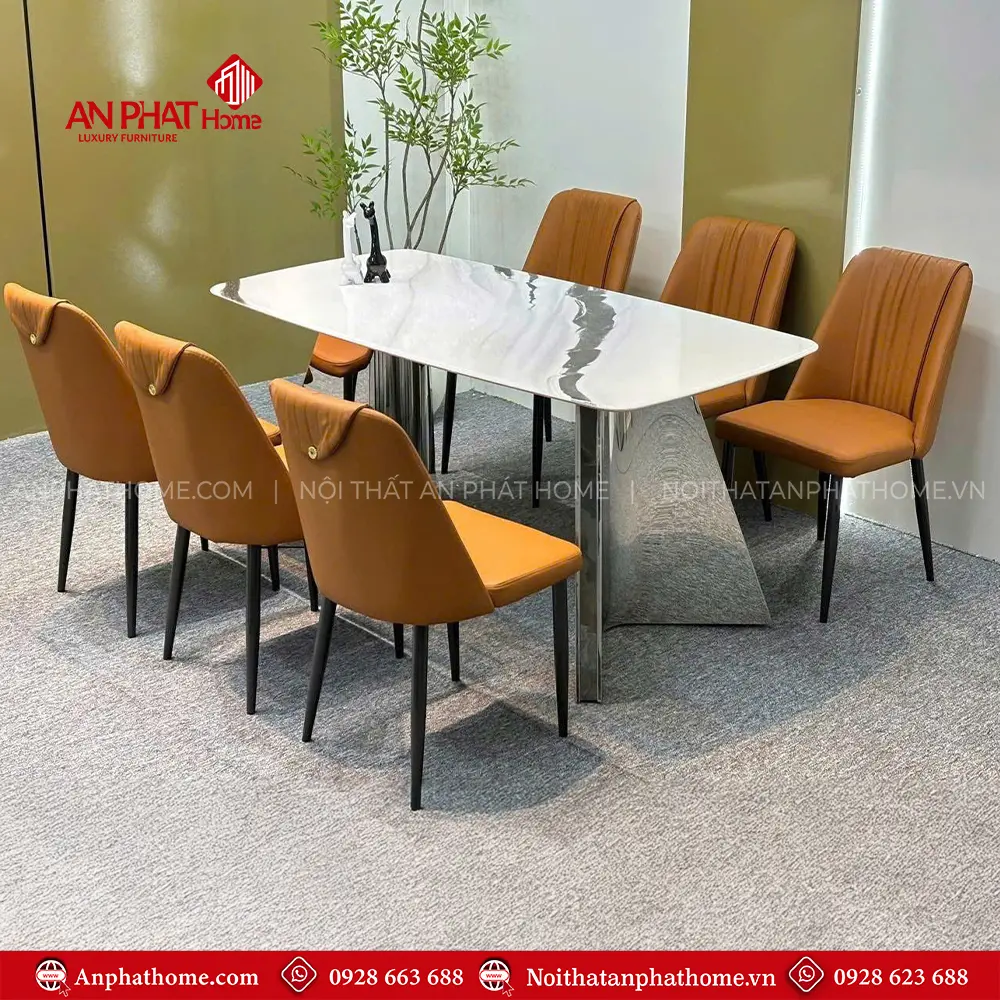Bộ Bàn Ăn Mặt Đá Thạch Anh 6 Ghế Cao Cấp Nhập Khẩu BA-1995 18 Bộ Bàn Ăn Mặt Đá Thạch Anh 6 Ghế Cao Cấp Nhập Khẩu BA-1995