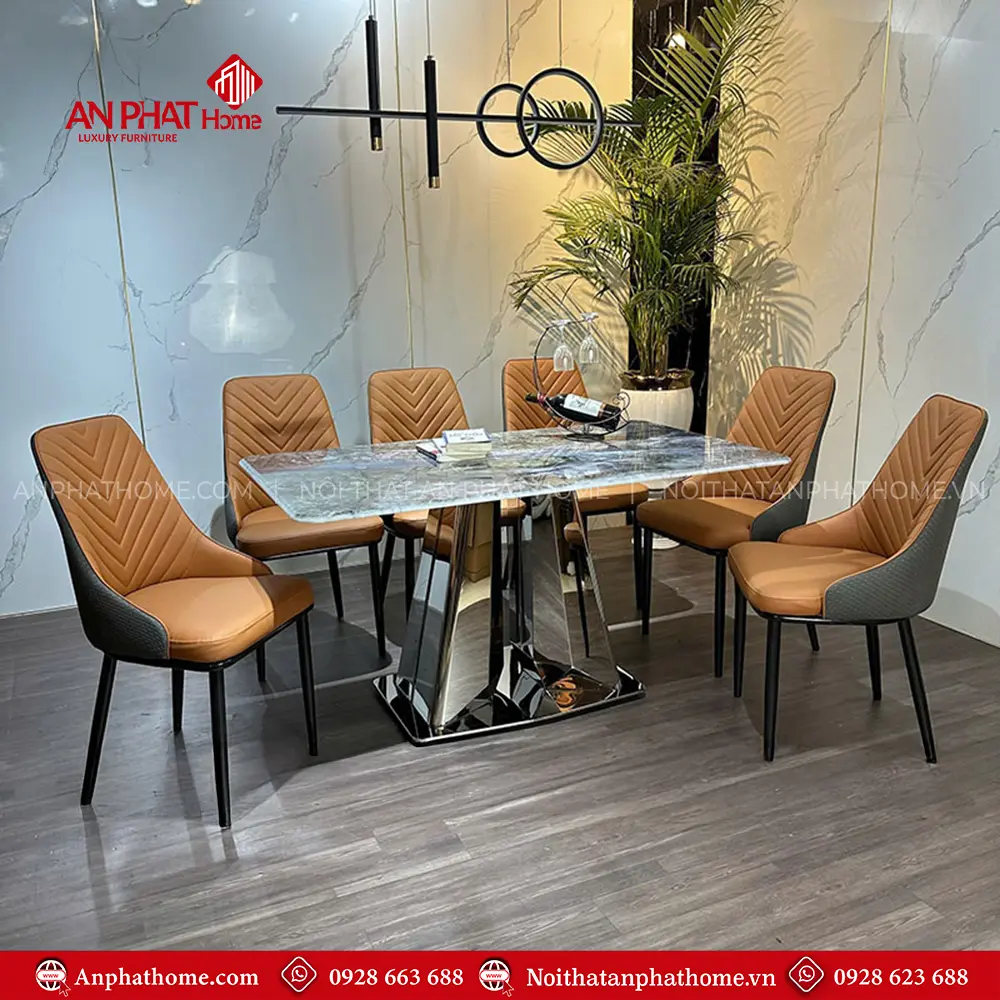 Bộ Bàn Ăn Mặt Đá Thạch Anh 6 Ghế Da Nhập Khẩu BA-1973 13 Bộ Bàn Ăn Mặt Đá Thạch Anh 6 Ghế Da Nhập Khẩu BA-1973