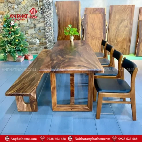 Bộ Bàn Ăn Nguyên Khối Gỗ Me Tây BA-2048