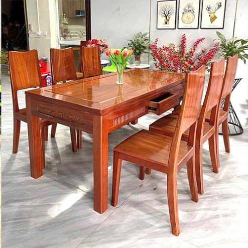 Bộ Bàn Ghế Ăn Gỗ Gõ Cao Cấp BA-2025