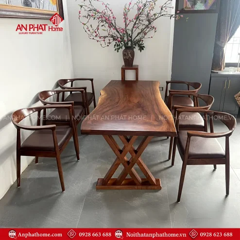 Bộ Bàn Ghế Ăn Gỗ Me Tây Nguyên Khối Cao Cấp BA-2046