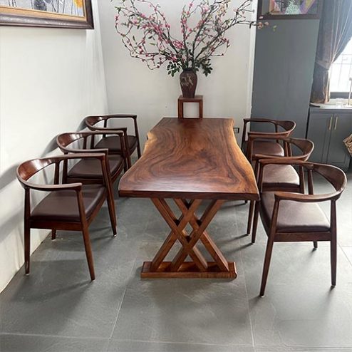 Bộ Bàn Ghế Ăn Gỗ Me Tây Nguyên Khối Cao Cấp BA-2046