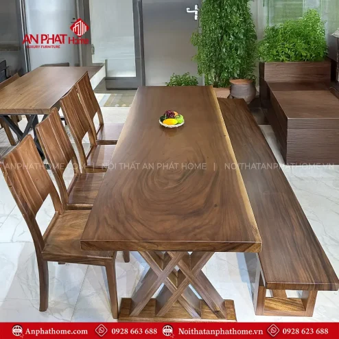 Bộ Bàn Ghế Ăn Hiện Đại Gỗ Me Tây Nguyên Tấm BA-2051